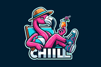 design unique stylish flamingo chill logo t shirt concept