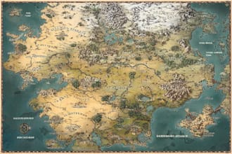 create a high quality detailed fantasy map for dnd and fiction