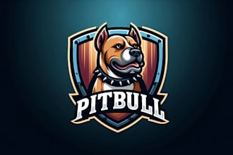 design unique pitbull dog logo with t shirt graphic