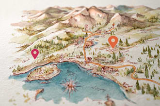create a custom wedding or venue map in watercolor style