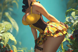 create an illustration of a pin up girl model pinup