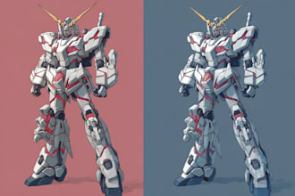 draw mecha gundam and humanoid character concept for you