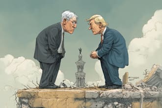 do a political cartoon art in unique style for you