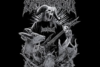 detail dark art illustration for metal band merchandise