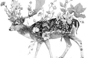 draw an animal and botanical illustration for you