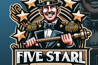design high quality vintage five star hotel logo with t shirt design