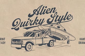 design quirky alien tshirt illustration with your concept