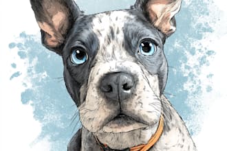 draw pet portrait into cartoon