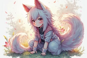 make a digital watercolor ffxiv character art or furry