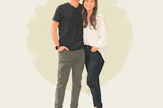 draw a beautiful couple portrait