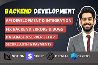 develop rest api, integrate notion, open ai, stripe, bug fixes