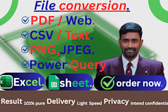 convert PDF to excel CSV, jpg, web, text, into excel, google sheet