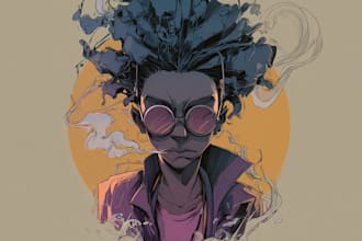 paint an expressive, colorful, abstract portrait