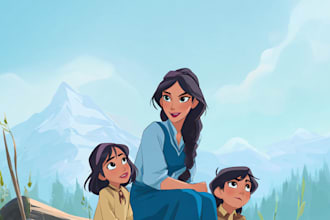 draw you a beautiful portrait in disney cartoon