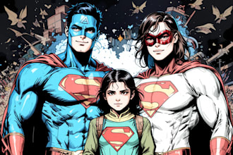 make a family superhero portraits for you