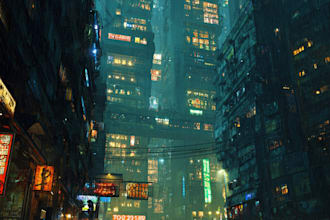 making a cyberpunk futuristic city art
