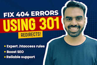 fix 404 broken page errors with 301 redirects using htaccess