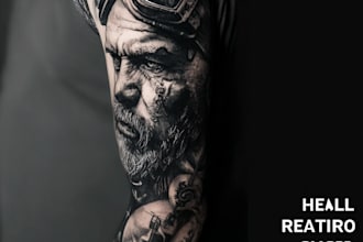 create a custom tattoo design , tattoo sleeve in realism