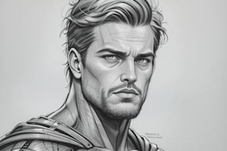 draw cartoon, anime, super hero portrait or concept art