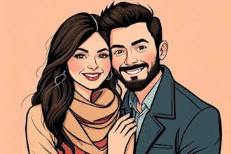 draw custom couple vector portrait