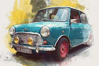 make amazing vector car portrait form your car