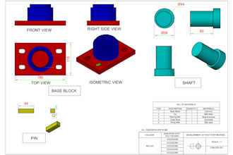 draw 2d mechanical, technical drawings in autocad software
