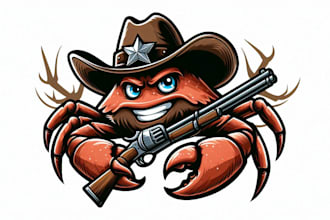 make custom cowboy crab logo with t  shirt design