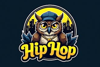 design unique owl hip hop logo with t shirt graphic