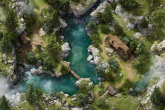 draw high quality professional fantasy map for dnd campaign