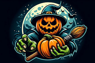 create unique halloween pumpkin logo t shirt for your brand