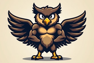 design awesome muscular owl logo with t shirt for your brand