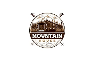 design mountain house ski restaurant logo