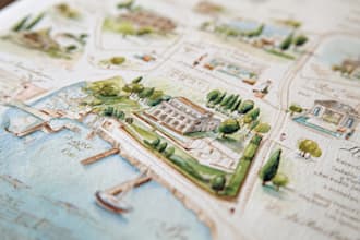 do custom watercolor wedding map
