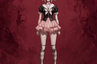 illustrate character as a danganronpa style sprite artwork