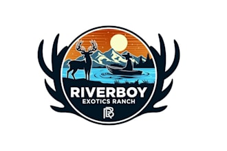 design modern river boy exotics ranch logo
