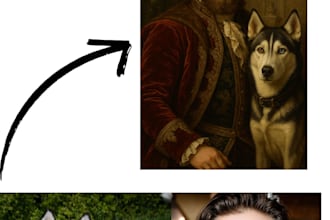 turn your photo into a royal baroque style oil painting with your pet