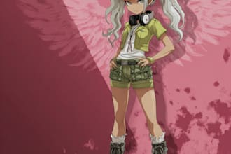create full body anime sprite based on danganronpa art style