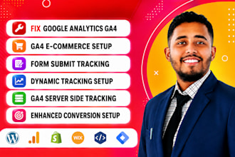setup or fix google analytics 4, ga4, and conversion tracking with gtm