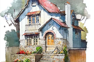 paint watercolor house portrait