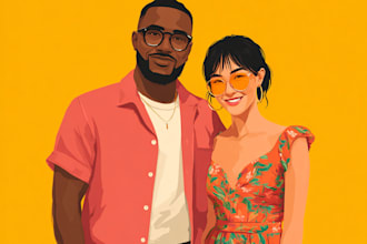 create couples art vector portrait