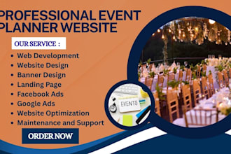 design a professional website for event planners,  weddings and corporate events