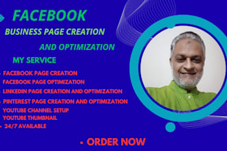 create setup optimize professional fb business page and social media