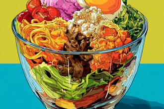 create colorful and fun food pop art illustrations