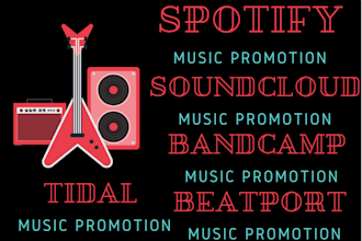 increase spotify, sound cloud bandcamp beatport and tidal music lovers audience
