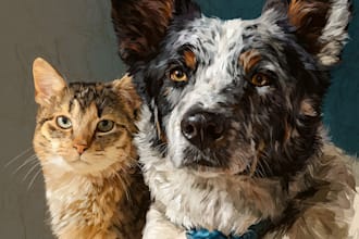 create realistic digital pet portrait dog, cat, horse