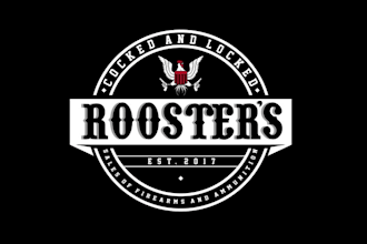 design necessary roosters gun store logo