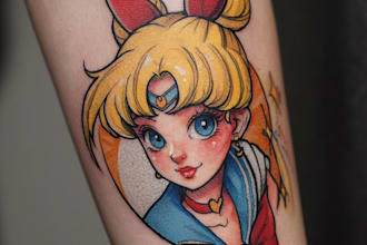 make comic cartoon anime tattoo design