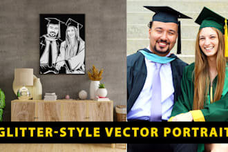 turn your photo into a black and white or glitter vector portrait