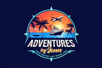 do creative travel agency, tourism, adventure and vacation logo design