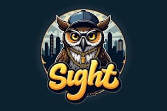 design unique owl hip hop logo with t shirt graphic